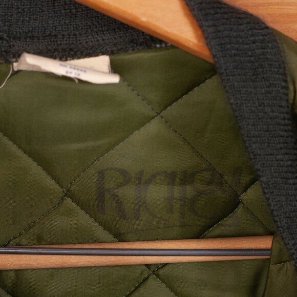 Vintage 70s Quilted Zip-up Liner Jacket in Olive Green - Women's LG / Men's MD - Picture 7 of 9